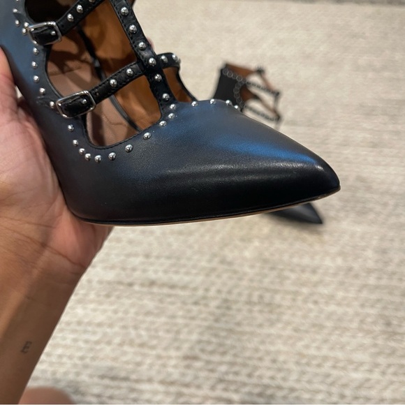 Givenchy Black Leather Studded Women's Caged Heels - Picture 3 of 7